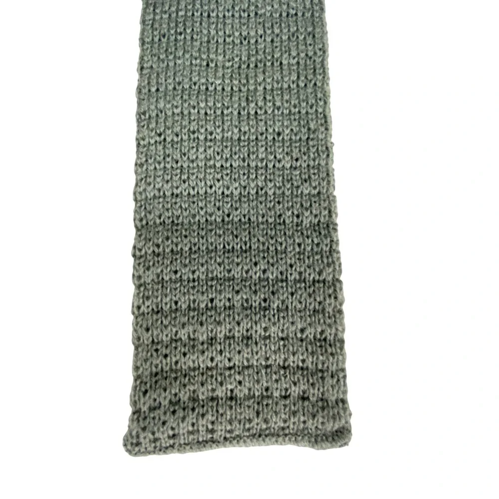 VTG Rufflernit by Rooster Mohair Wool Knit Tie Grey Sage Green Square End 51x3